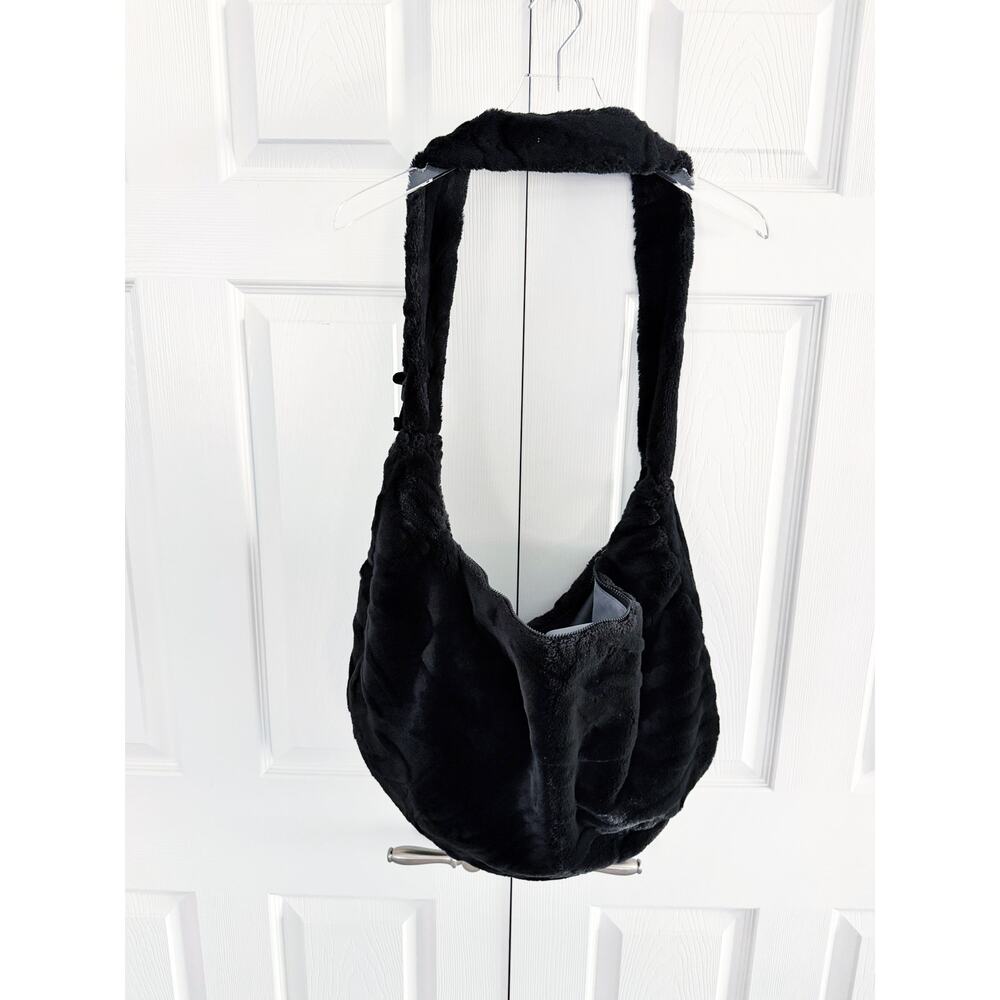 Nike Sportswear Black Faux Fur Slouchy Hobo Bag Oversized Y2K Shoulder Crossbody - Picture 9 of 11